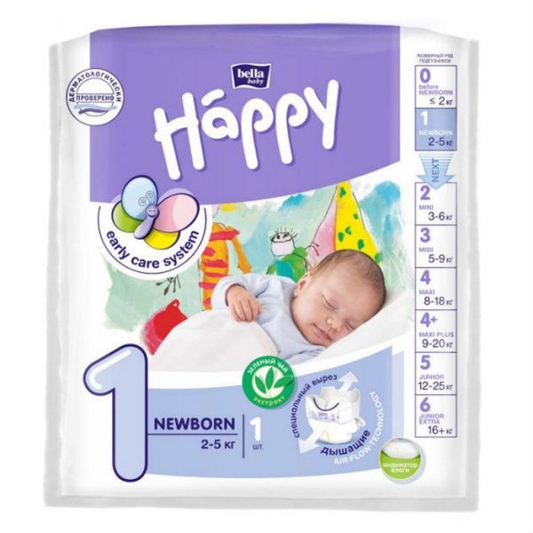 Изображение товара Подгузники Bella Happy Ньюборн 2-5кг 1шт Подгузники Bella Happy Ньюборн 2-5кг 1шт фотография